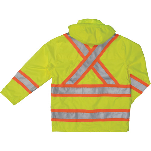 Tough Duck  S37231-FLGR-4XL  Ripstop Safety Rain Jacket, Polyester, 4X-Large, High Visibility Lime-Yellow - Each