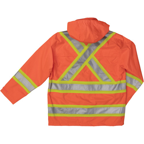 Tough Duck  S37231-FLOR-4XL  Ripstop Safety Rain Jacket, Polyester, 4X-Large, High Visibility Orange - Each