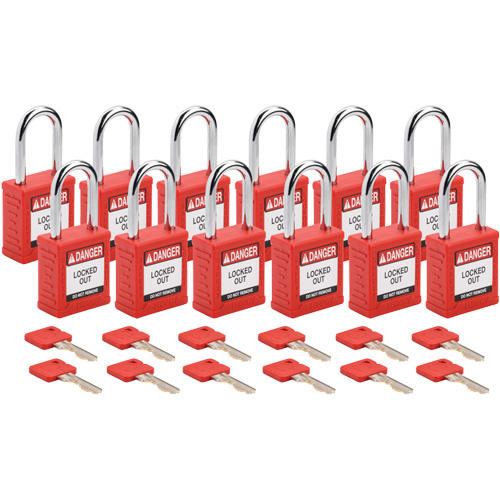 Brady  153468  Standard Lockout Padlock, Safety Padlock, Keyed Alike, Nylon, 1-1/2" Width - Pack of 12
