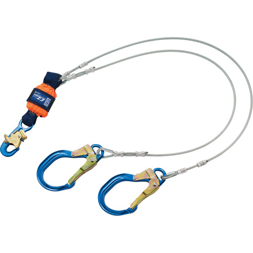 3M 1246178C Energy Absorbing Lanyard, 6', Rebar Hook Center, Snap Hook Leg Ends, Metal-(Each)
