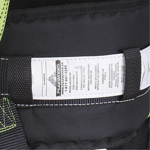 Peakworks  V8255651  FBH10000E1020-S  Contractor Series Safety Harness with Positioning Belt, CSA Certified, Class AEP, Small - Each