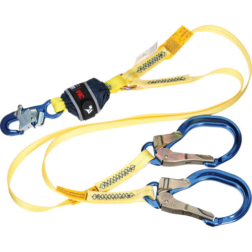 3M DBI Sala Fall Protection  1246575C  Twin-Leg Web Shock-Absorbing Lanyard, 6', Rebar Hook Center, Snap Hook Leg Ends, Polyester - Each