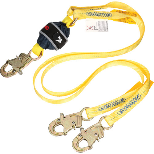3M DBI Sala Fall Protection  1246576C  Twin-Leg Web Shock-Absorbing Lanyard, 6', Snap Hook Center, Snap Hook Leg Ends, Polyester - Each
