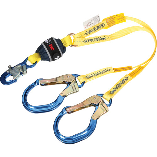 3M DBI Sala Fall Protection  1246579C  Twin-Leg Web Shock-Absorbing Lanyard, 4', Rebar Hook Center, Snap Hook Leg Ends, Polyester - Each