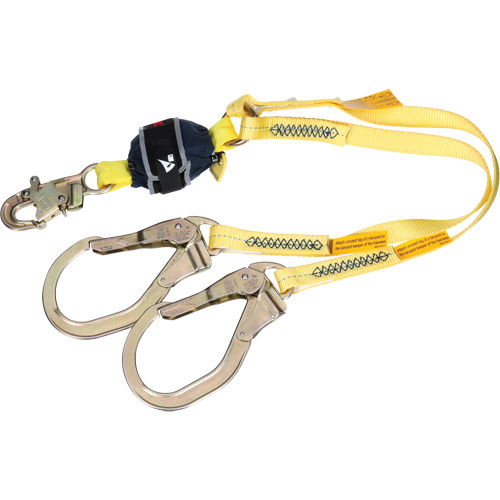 3M DBI Sala Fall Protection  1246580C  Twin-Leg Web Shock-Absorbing Lanyard, 4', Rebar Hook Center, Snap Hook Leg Ends, Polyester - Each