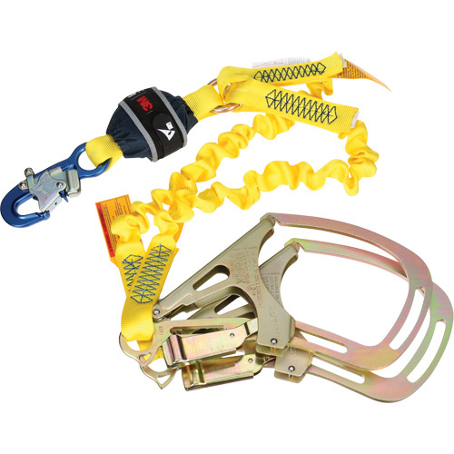 3M DBI Sala Fall Protection  1246590C  Twin-Leg Stretch Web Shock-Absorbing Lanyard, 6', Rebar Hook Center, Snap Hook Leg Ends - Each