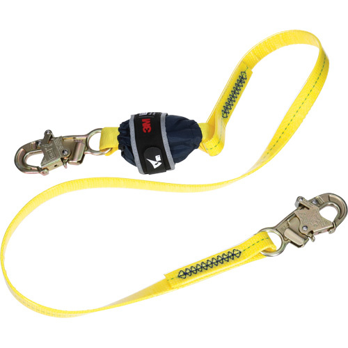 3M DBI Sala Fall Protection  1246594C  Coated Web Shock-Absorbing Lanyard, 6', Snap Hook Center, Snap Hook Leg Ends - Each