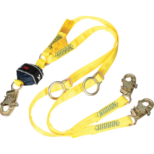 3M DBI Sala Fall Protection  1246595C  Twin-Leg Tie-Back Web Shock-Absorbing Lanyard, 6', Snap Hook Center, Snap Hook Leg Ends, Polyester - Each