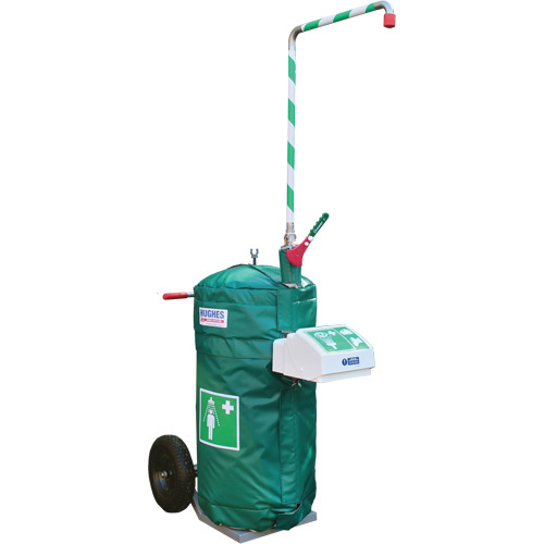 Hughes J40K45G Insulated Mobile Self-Contained Emergency Safety Shower with Eye and Face Wash, 30 gal. Capacity, Meets None-(Each)