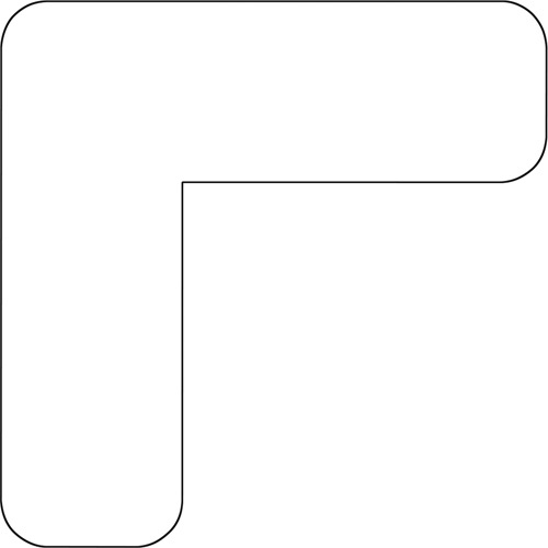 Durastripe Xtreme 90-Degree Angle for Rounded Corners, L, 4" L x 4" W, White, Vinyl - Pack of 80