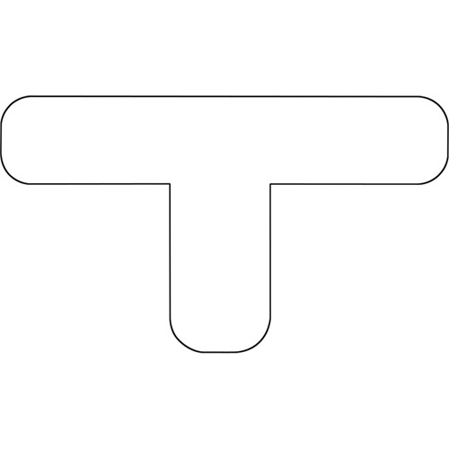 Durastripe Rounded X-TREME DuraT, T, 7" L x 4" W, White, Vinyl - Pack of 36