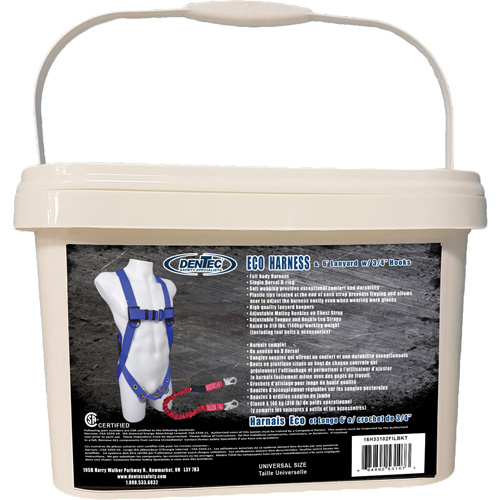 Dentec  16H33102FILBKT  ECO? Safety Harness in Pail with 6' Lanyard, CSA Certified, Class A, 255 lbs. Cap.