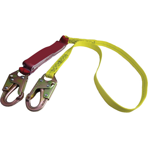 Dentec 16L111601 External Energy Absorber Lanyard with 3/4" Hook, 6', Snap Hook Center, Snap Hook Leg Ends, Polyester-(Each)
