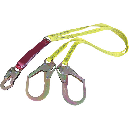 Dentec 16LSL921602 External Energy Absorber Lanyard with 2-1/4" Hooks, 6', Snap Hook Center, Snap Hook Leg Ends, Polyester-(Each)