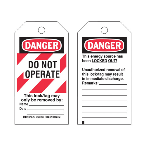 Brady 65520 "Do Not Operate" Lock-Out Tag, Polyester, 3" W x 5-3/4" H, English-(Pack of 25)