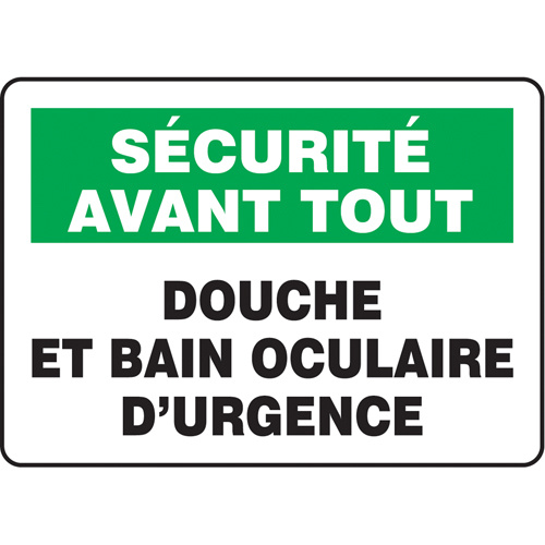 Accuform Signs ""Douche et bain oculaire d'urgence"" Sign  (Each)-Click on options for variations & Details.