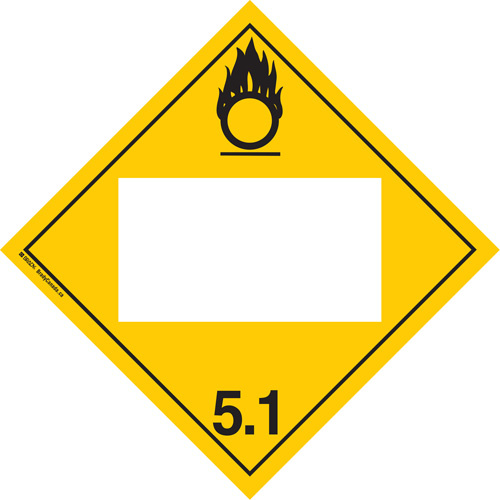 Brady  09086R  Oxidizer TDG Placard, Adhesive Vinyl - Each