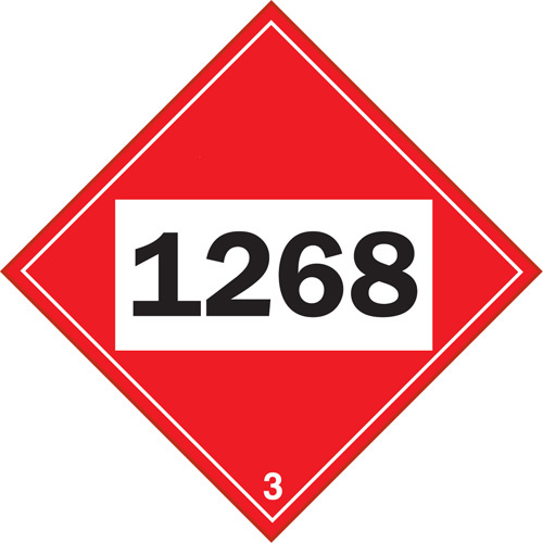 Brady  09095R 1268  1268 Petroleum Distillates TDG Placard, Plastic - Each