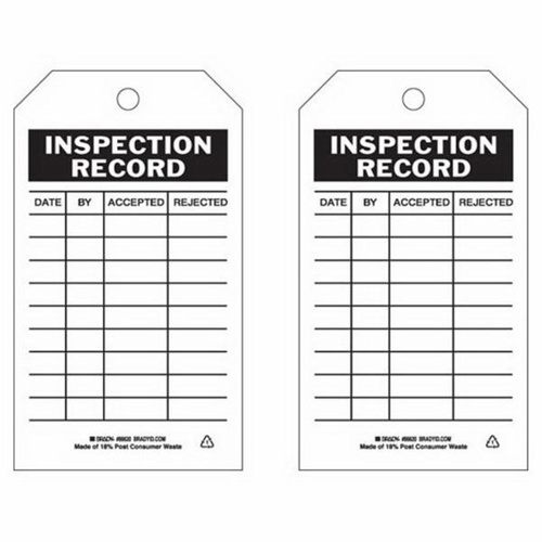 Brady 86620 Inspection Record Tags, Polyester, 4" W x 7" H, English-(Pack of 10)