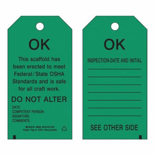 Brady 86572 Scaffold Safety Tags, Polyester, 3" W x 5-3/4" H, English-(Pack of 10)