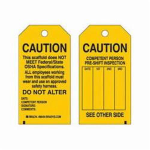 Brady 86574 Scaffold Safety Tags, Polyester, 3" W x 5-3/4" H, English-(Pack of 10)