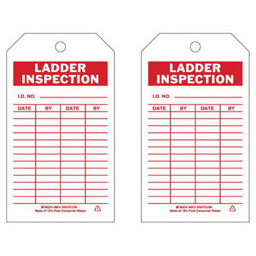 Brady  86610  Inspection Record Tags, Polyester, 4" W x 7" H, English - Pack of 10