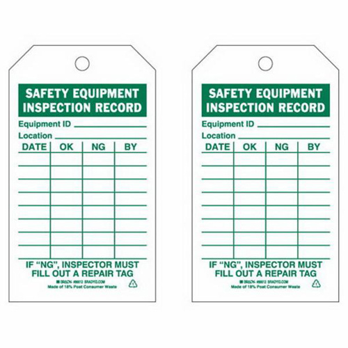 Brady 86612 Inspection Record Tags, Polyester, 4" W x 7" H, English-(Pack of 10)