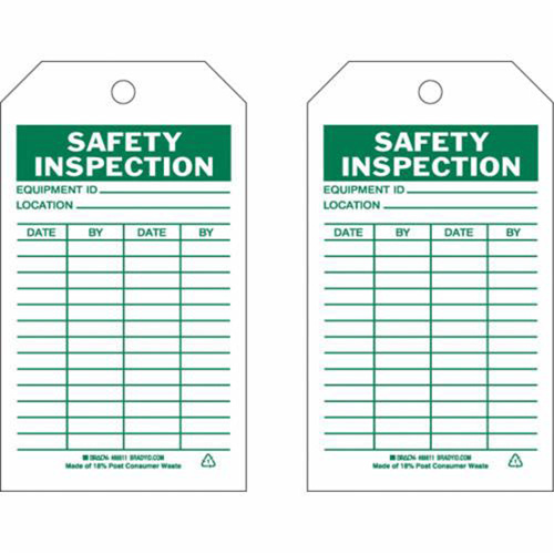Brady 86611 Inspection Record Tags, Polyester, 4" W x 7" H, English-(Pack of 10)