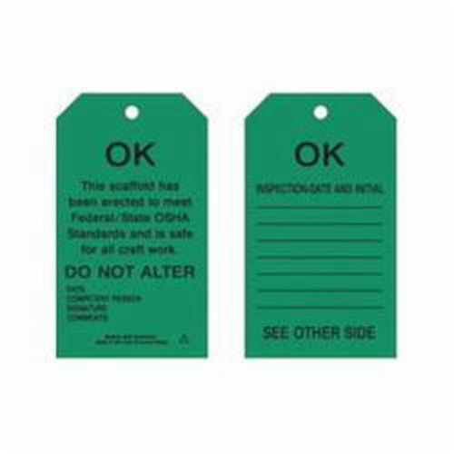 Brady 86627 Scaffold Safety Tags, Polyester, 4" W x 7" H, English-(Pack of 10)