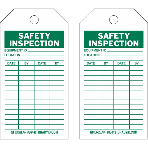 Brady 86442 Inspection Record Tags, Polyester, 3" W x 5-3/4" H, English-(Pack of 10)