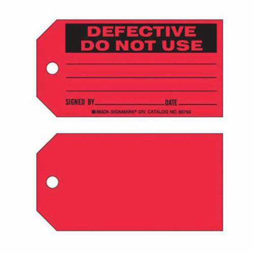Brady 86750 "Defective Do Not Use" Tags, Paper, 5-3/4" W x 3" H, English-(Pack of 100)