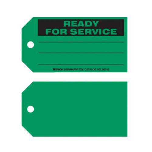 Brady 86745 "Ready For Service" Tags, Paper, 5-3/4" W x 3" H, English-(Pack of 100)