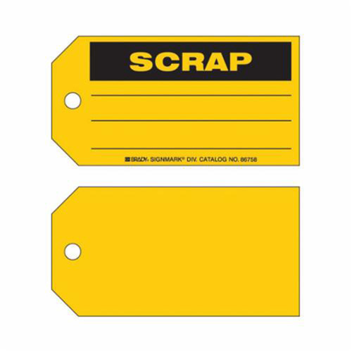 Brady 86758 Scrap Material Control Tags, Paper, 5-3/4" W x 3" H, English-(Pack of 100)