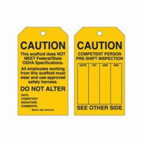 Brady 86502 Scaffold Safety Tags, Polyester, 4" W x 7" H, English-(Pack of 10)