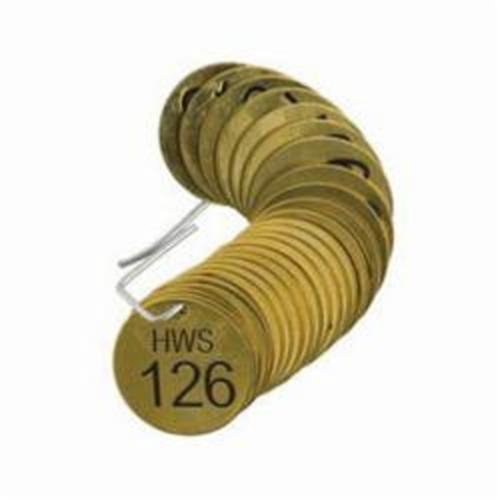 Brady  23561  Numbered "HWS" Valve Tags, # 126-150, Brass, 1.5" dia - Pack of 25