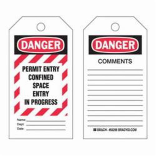 Brady 65270 "Confined Space" Tags, Polyester, 3" W x 5-3/4" H, English-(Pack of 25)