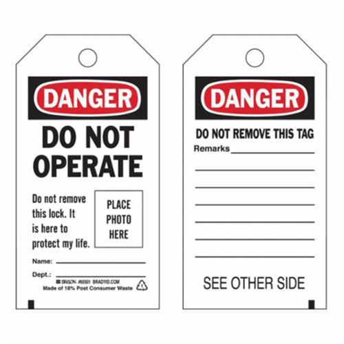 Brady 65501 Self-Laminating "Do Not Operate" Tags, Polyester, 3" W x 5-3/4" H, English-(Pack of 10)