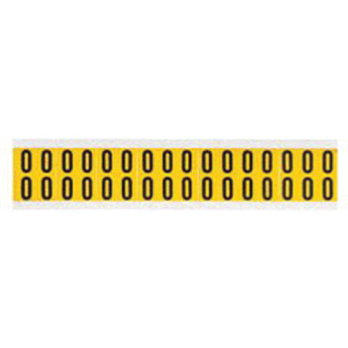 Brady  1520-0  Individual Number and Letter Labels, 0, 5/8" H, Black on Yellow - Each