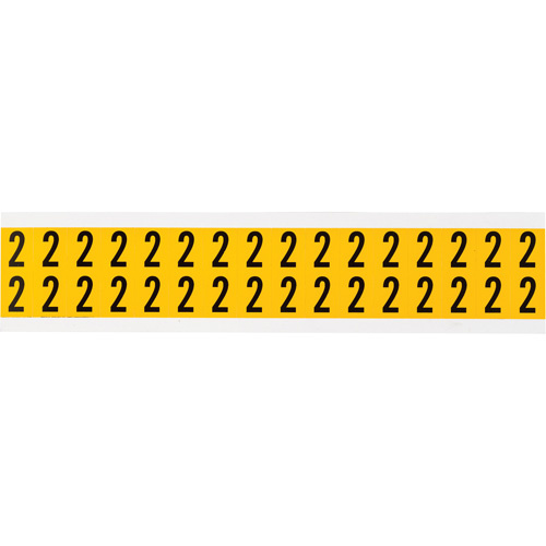 Brady  1520-2  Individual Number and Letter Labels, 2, 5/8" H, Black on Yellow - Each