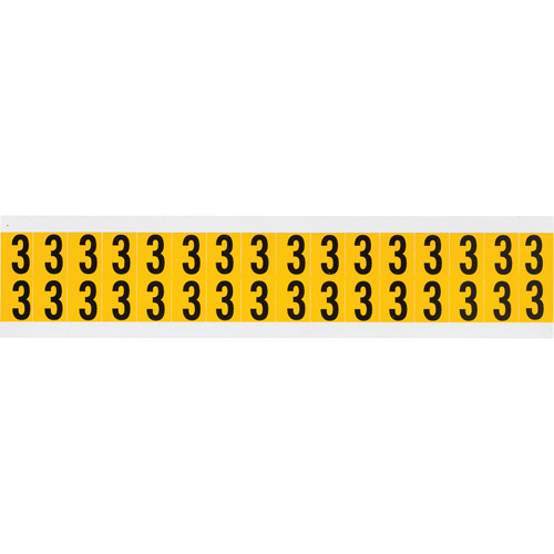 Brady  1520-3  Individual Number and Letter Labels, 3, 5/8" H, Black on Yellow - Each