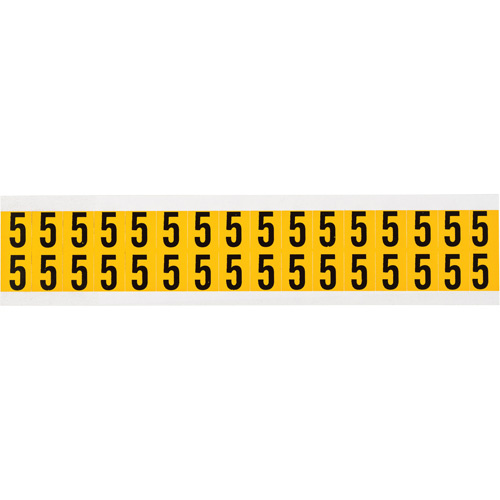 Brady  1520-5  Individual Number and Letter Labels, 5, 5/8" H, Black on Yellow - Each
