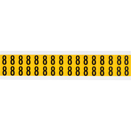 Brady  1520-8  Individual Number and Letter Labels, 8, 5/8" H, Black on Yellow - Each