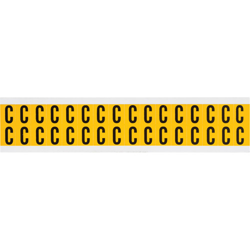 Brady  1520-C  Individual Number and Letter Labels, C, 5/8" H, Black on Yellow - Each