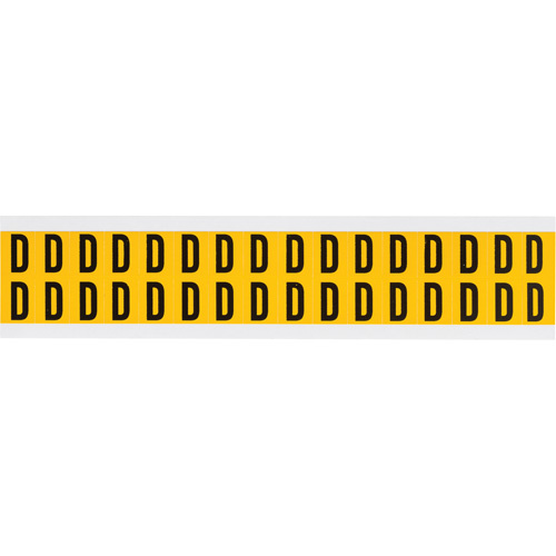 Brady  1520-D  Individual Number and Letter Labels, D, 5/8" H, Black on Yellow - Each