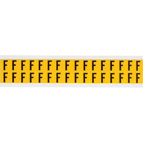 Brady  1520-F  Individual Number and Letter Labels, F, 5/8" H, Black on Yellow - Each