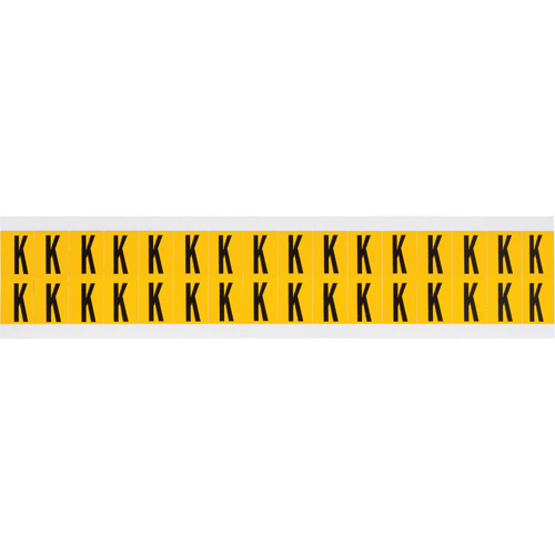 Brady  1520-K  Individual Number and Letter Labels, K, 5/8" H, Black on Yellow - Each