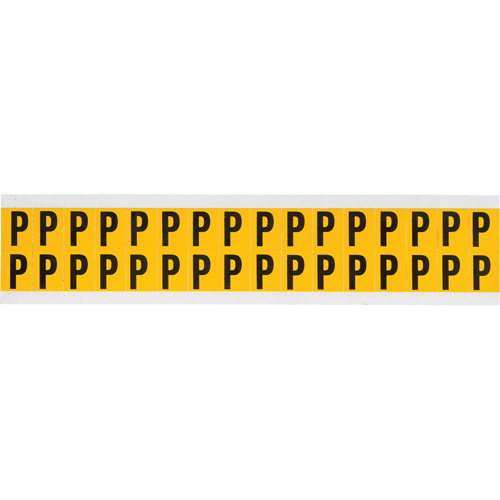 Brady  1520-P  Individual Number & Letter Labels, P, 5/8" H, Black on Yellow - Each