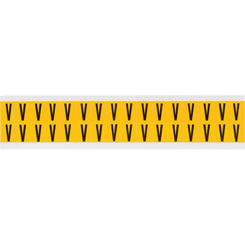 Brady  1520-V  Individual Number & Letter Labels, V, 5/8" H, Black on Yellow - Each