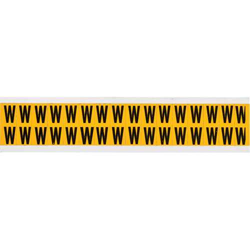 Brady  1520-W  Individual Number & Letter Label, W, 5/8" H, Black on Yellow - Each