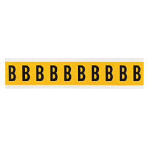 Brady  1530-B  Individual Number and Letter Labels, B, 1" H, Black on Yellow - Each
